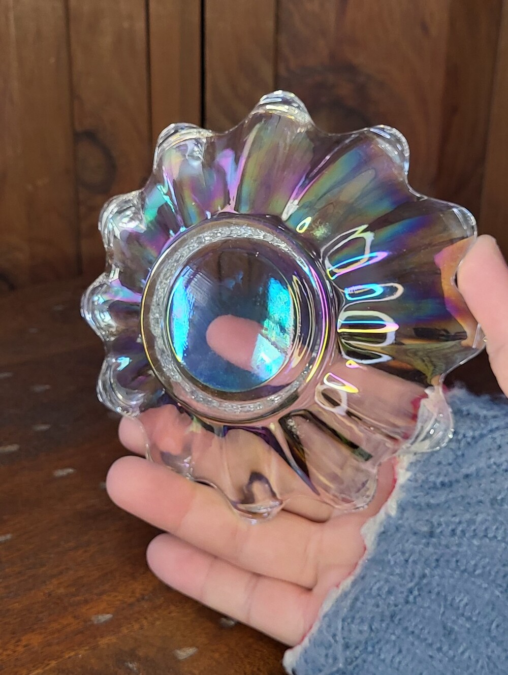 Carnival Glass Flower Dish - Picture 7 of 10